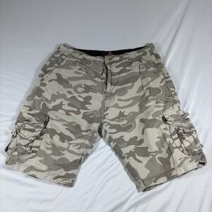 Burnside Men‎ Baggy Shorts 34 Camo Cargo Zip Pockets Outdoor Hiking Skater Y2K